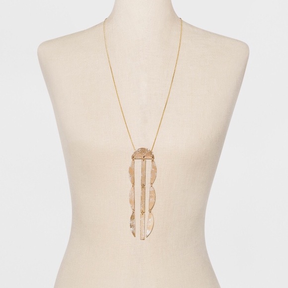 ➡️3/$10⬅️ Elongated Geometric Shapes Necklace - Picture 2 of 2